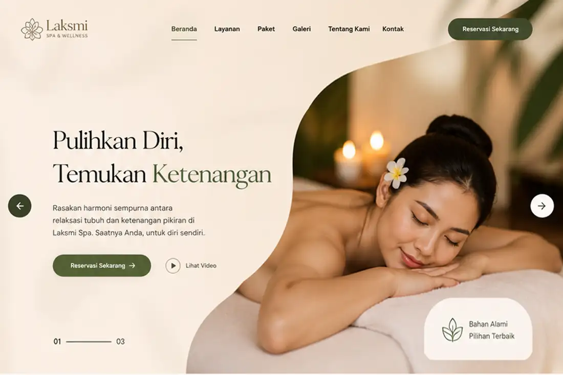 Preview template Web Spa dan Salon