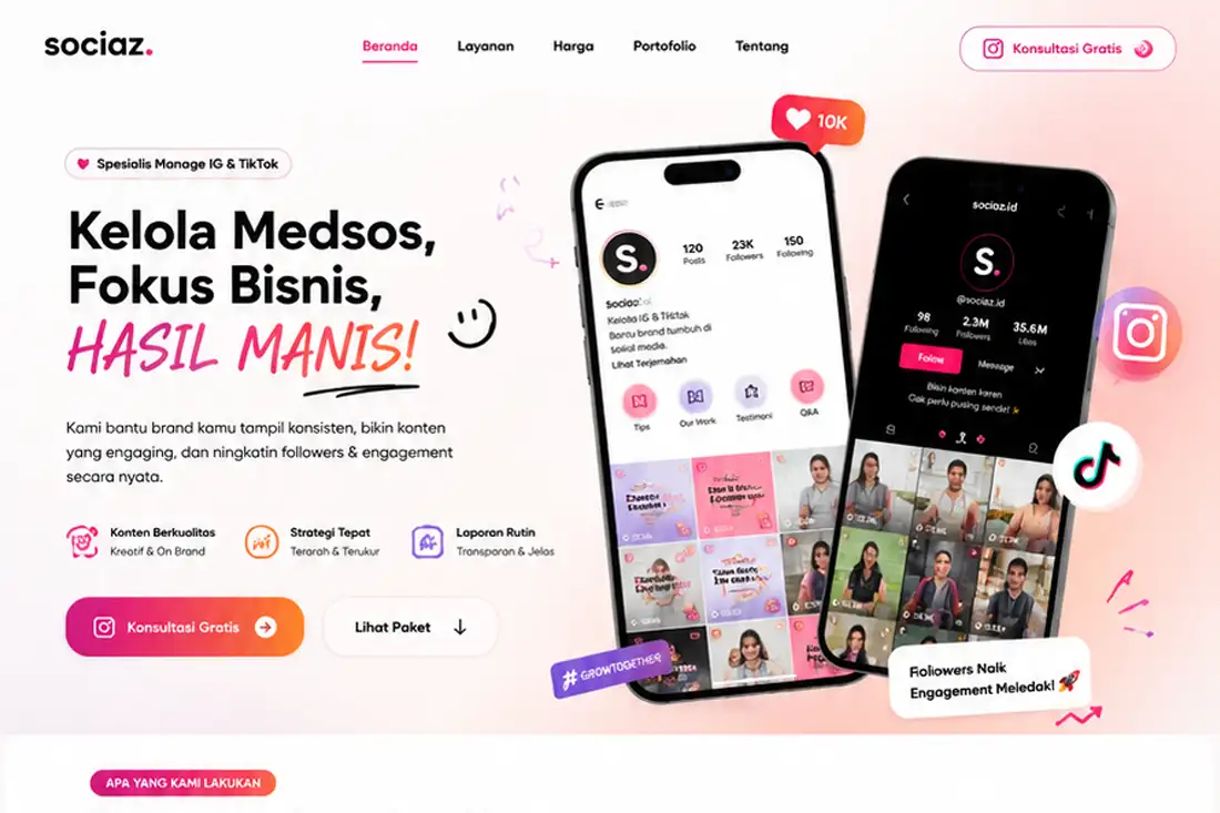 Preview template Web Manjemen Medsos