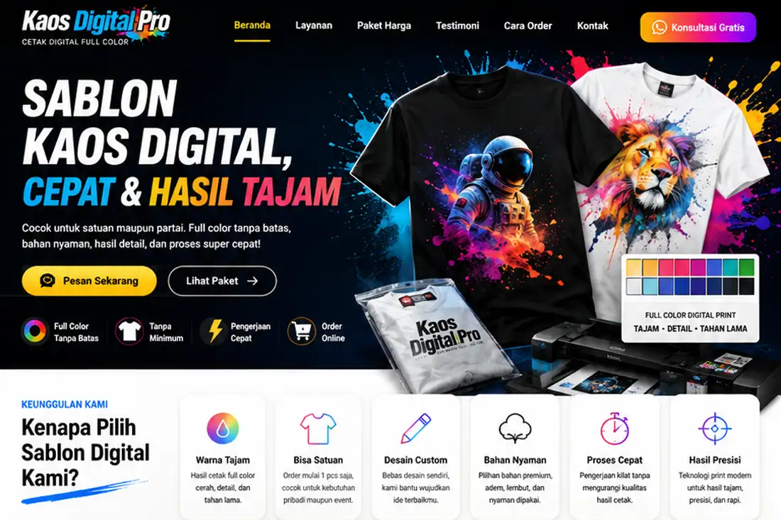 Preview template Web Sablon Kaos