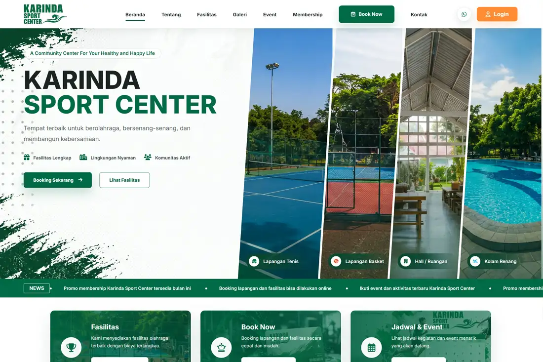 Landing Page Booking Lapangan
